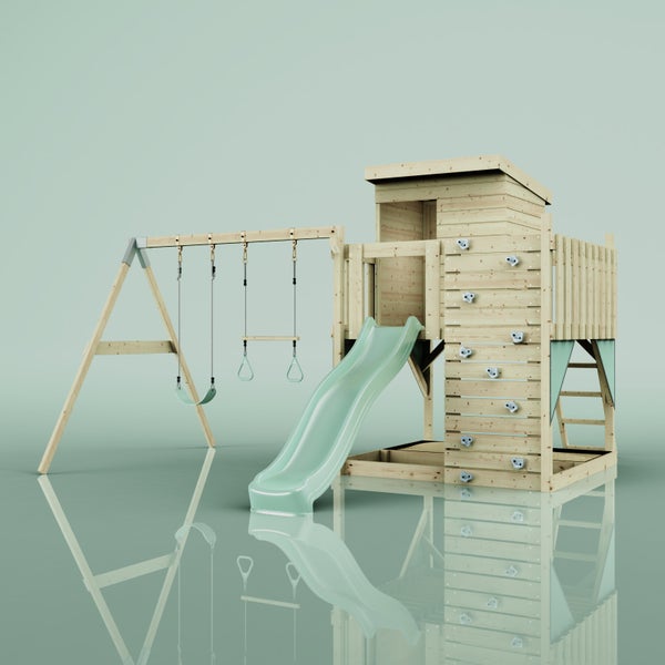OutdoorToys Spielturm Björn aus Holz in Grün Trapezstange