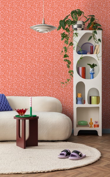 ESTAhome Tapete Koralle Orange und Rosa - 50 x 900 cm - 131015