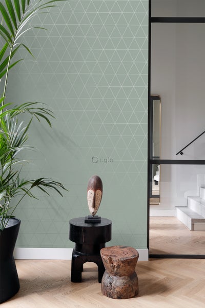 Origin Wallcoverings Tapete grafische Dreiecke Graugrün - 0,53 x 10,05 m - 347714