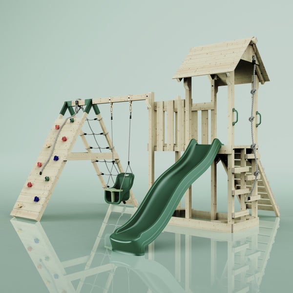 PolarPlay Spielturm Farö aus Holz in Grün,