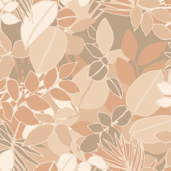ESTAhome Tapete Blätter Beige und Terrakotta - 50 x 900 cm - 139846