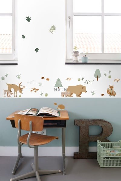 ESTAhome Wandtattoo Wald mit Waldtieren Beige und Mintgrün - 47.5 x 66 cm - 156104