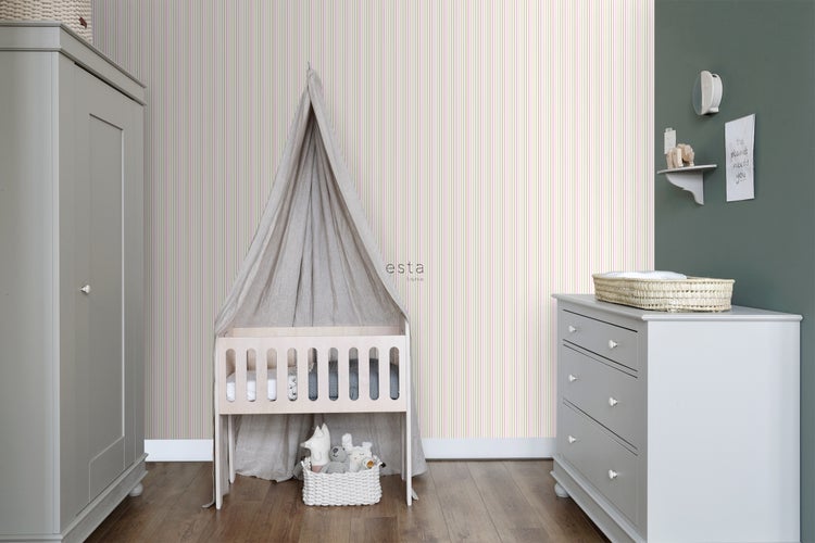 ESTAhome Tapete Streifen Babyrosa - 53 cm x 10.05 m - 137304
