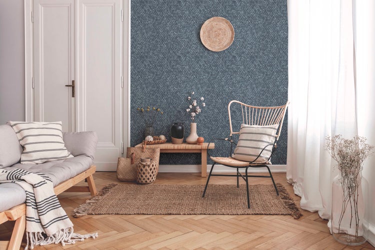 Sanders und Sanders Tapete grafische Linien Graublau - 53 cm x 10 m - 640508