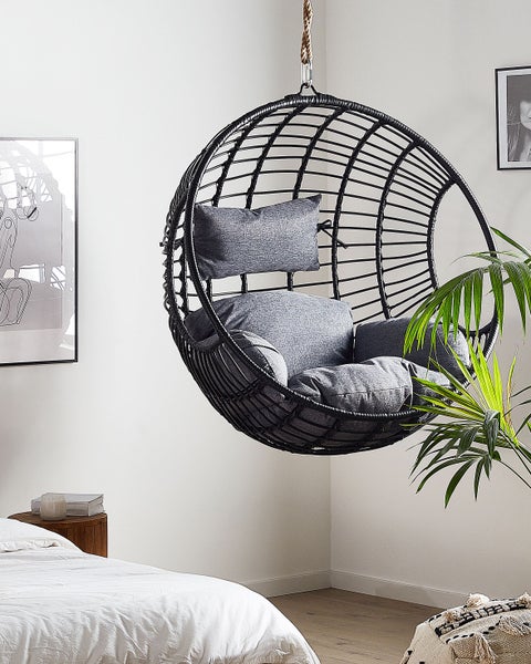 Hängesessel ASPIO Polyrattan Schwarz