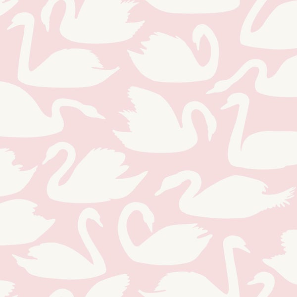 Origin Wallcoverings Tapete Schwäne Rosa und Weiß - 53 cm x 10.05 m - 347708