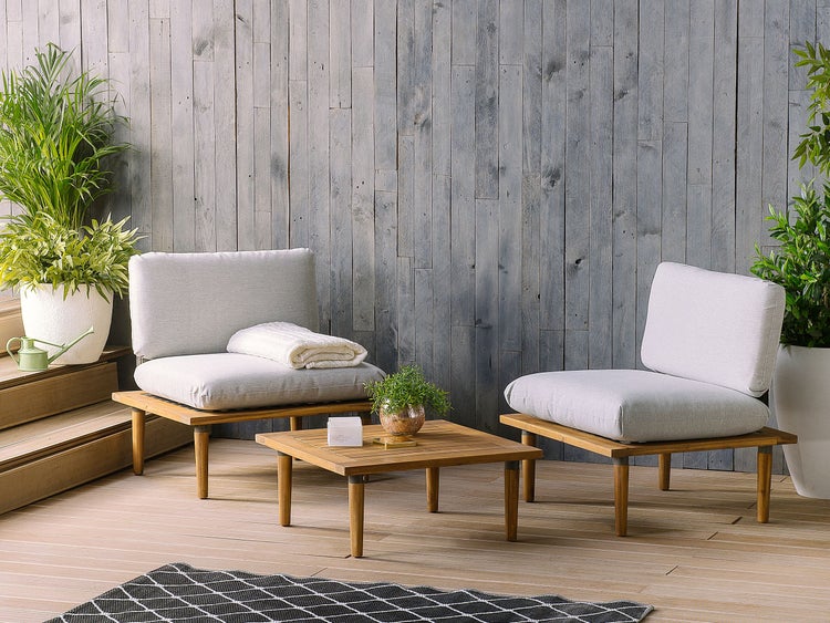 Lounge Set mit Tisch 2-Sitzer FRASCATI modular zertifiziertes Akazienholz Hellgrau