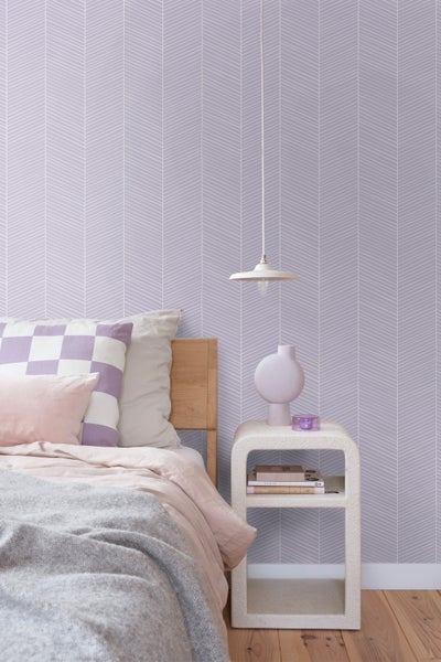 ESTAhome Tapete Fischgrätmuster Violett - 53 cm x 10.05 m - 139451
