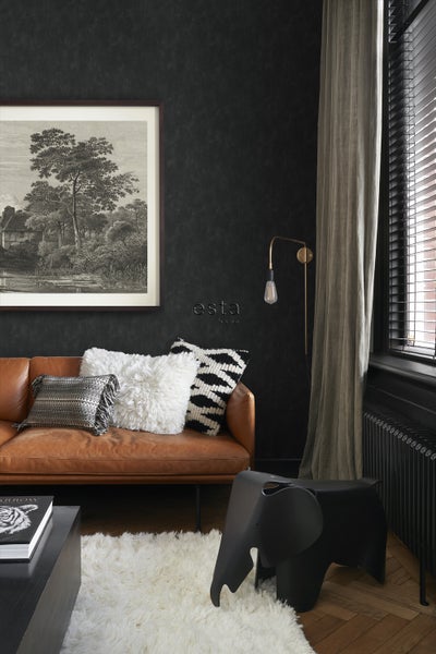 ESTAhome Tapete mit malerischem Effekt Schwarz - 53 cm x 10.05 m - 136408
