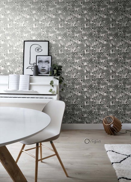 Origin Wallcoverings Tapete Zebras Schwarz und Weiß - 53 cm x 10.05 m - 347453