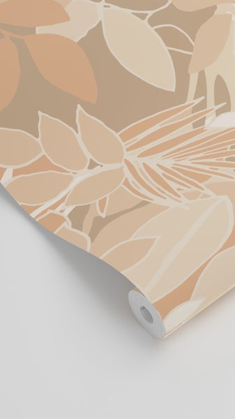 ESTAhome Tapete Blätter Beige und Terrakotta - 50 x 900 cm - 139846