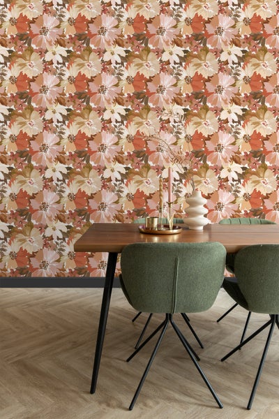 ESTAhome Tapete Blumen Terrakotta - 50 x 900 cm - 131265