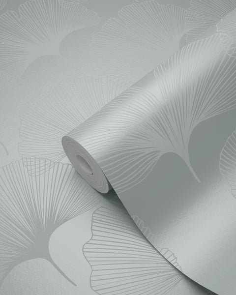 Origin Wallcoverings Tapete Ginkgoblätter Seladongrün - 53 cm x 10.05 m - 347748