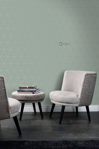 Origin Wallcoverings Tapete grafische Dreiecke Graugrün - 0,53 x 10,05 m - 347714