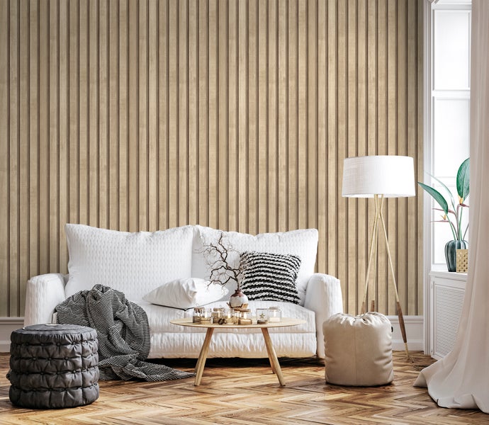 Sanders und Sanders Tapete 3D Holzpaneele Beige - 53 cm x 10 m - 640049