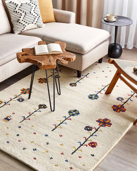 Teppich HUSUNLU Beige 140 x 200 cm Wolle Gabbeh
