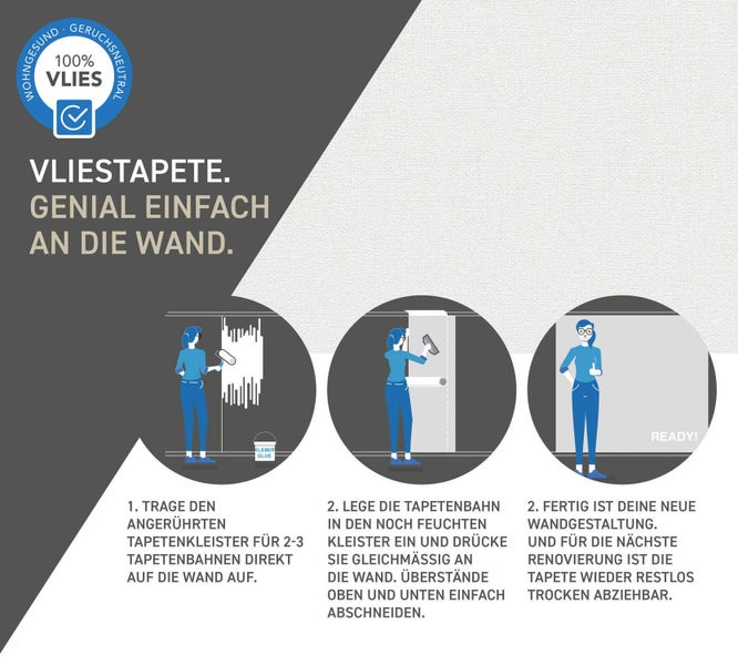 Anleitung zum Anbringen von Vliestapeten an der Wand