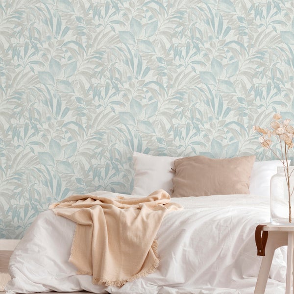 Sanders und Sanders Tapete Blätter Graublau - 53 cm x 10 m - 640230