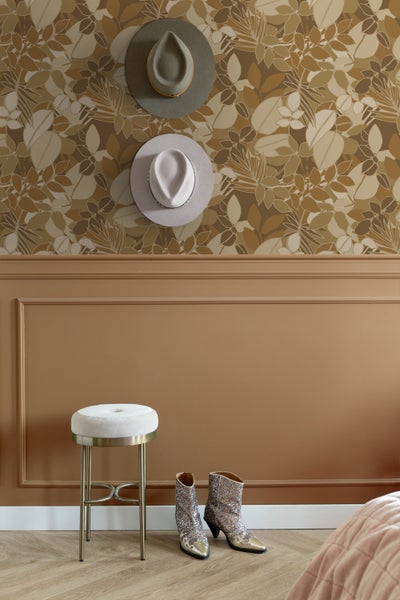 ESTAhome Tapete Blätter Braun und Beige - 50 x 900 cm - 139849