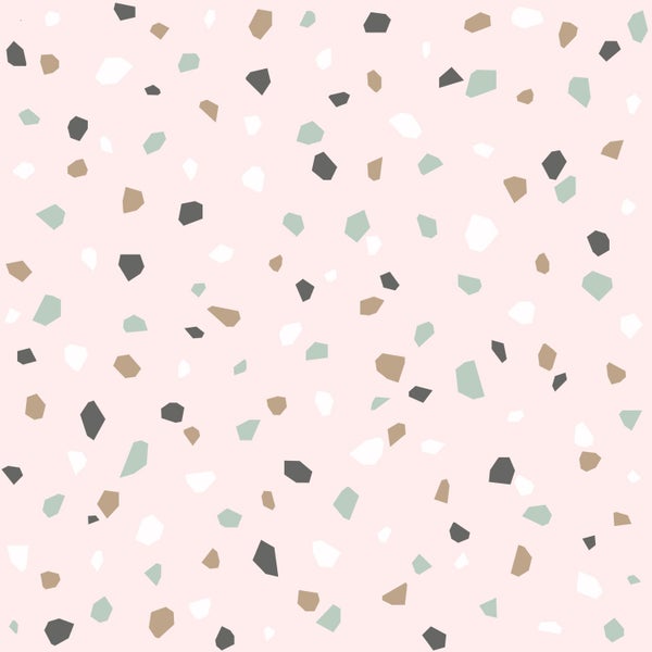 Walls4You Tapete Terrazzo-Motiv Rosa - 53 cm x 10.05 m - 935314