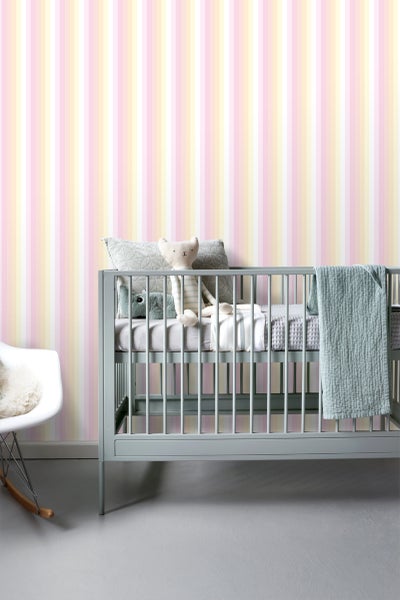 ESTAhome Tapete Regenbogenstreifen Hellrosa und Beige - 53 cm x 10.05 m - 138924
