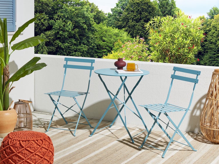 Bistro Set klappbar FIORI Metall Seeblau