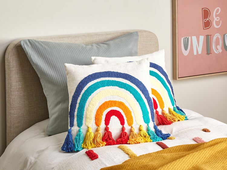 Dekokissen Regenbogenmotiv Baumwolle bunt 45 x 45 cm 2er Set DORSTENIA