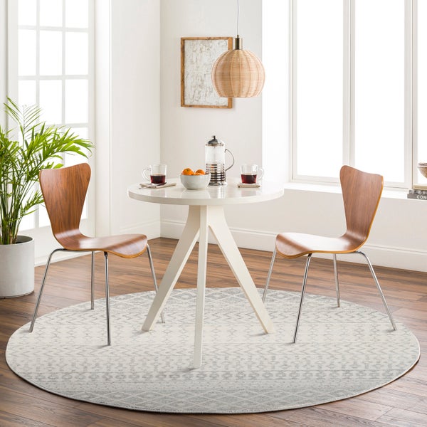 Runder Skandinavischer Boho-Teppich Grau/Weiß Ø 160 cm MILA