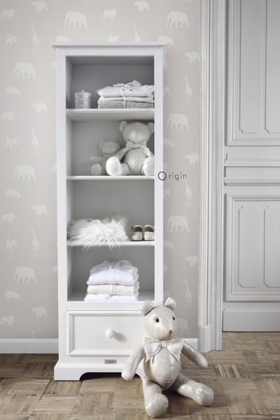 Origin Wallcoverings Tapete Tiere Warmgrau - 53 cm x 10.05 m - 347689