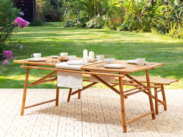 Gartentisch TINDARI 180 cm 90 cm Bambusholz Hellbraun