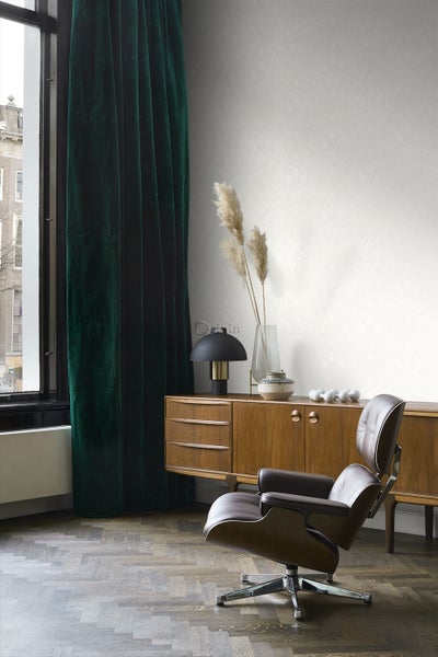 Origin Wallcoverings Tapete Flock-Barockmuster Weiß - 53 cm x 10,05 m - 346601