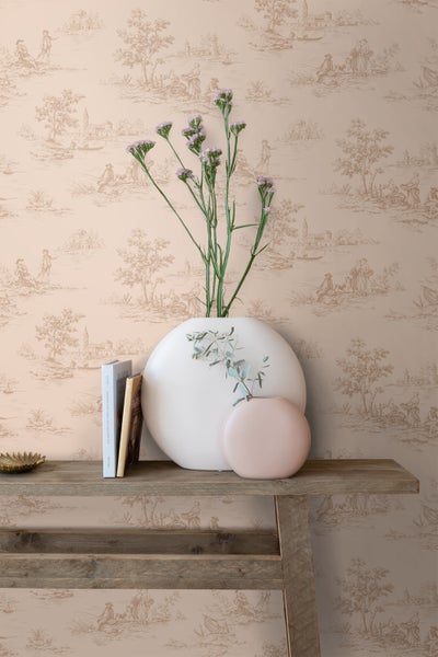 ESTAhome Tapete Toile de Jouy Hellrosa - 50 x 900 cm - 139812