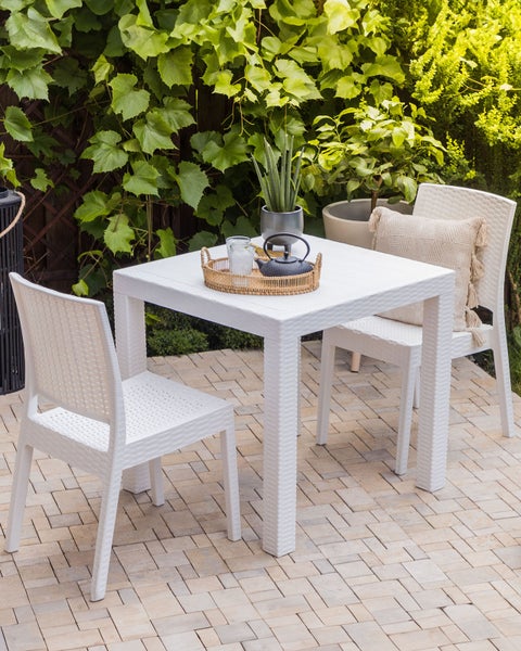 Gartenstuhl 2er Set FOSSANO Kunststoff Weiß