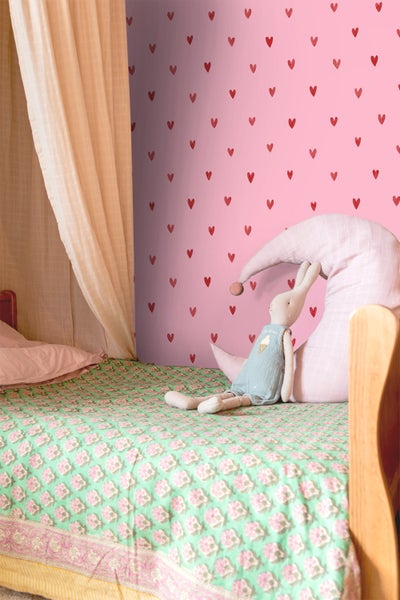 ESTAhome Tapete Herzchen Rosa und Rot - 50 x 900 cm - 131628