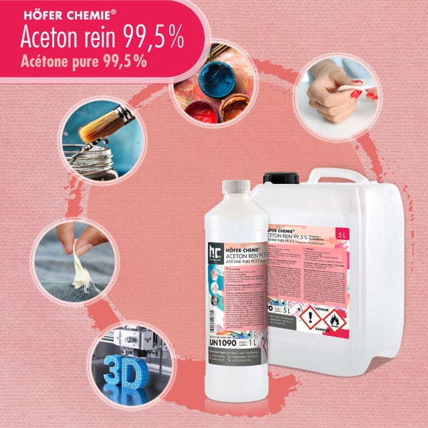 Höfer Chemie Aceton rein 99,5 % in 1 Liter und 5 Liter Flaschen