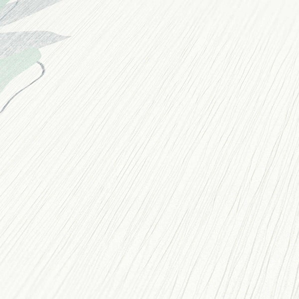 Nahaufnahme einer weißen Strukturtapete mit Blumenmuster