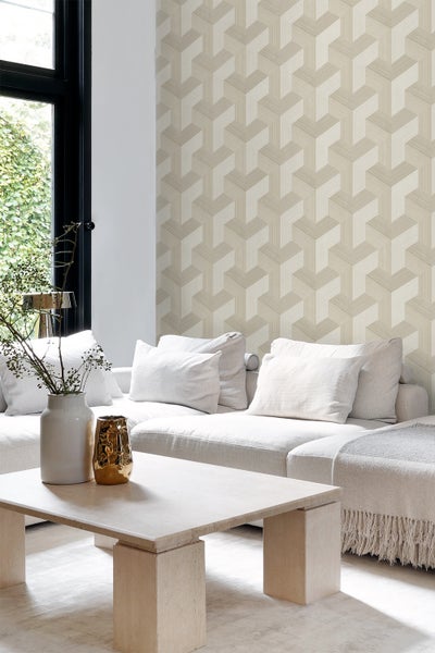 Origin Wallcoverings Tapete 3D-Muster Hellbeige - 0.53 x 10.05 m - 347948