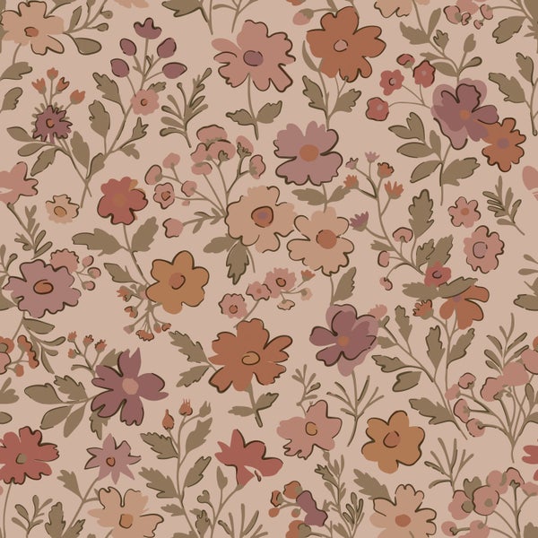 ESTAhome Tapete Blumen Terrakottarosa - 53 cm x 10.05 m - 131321