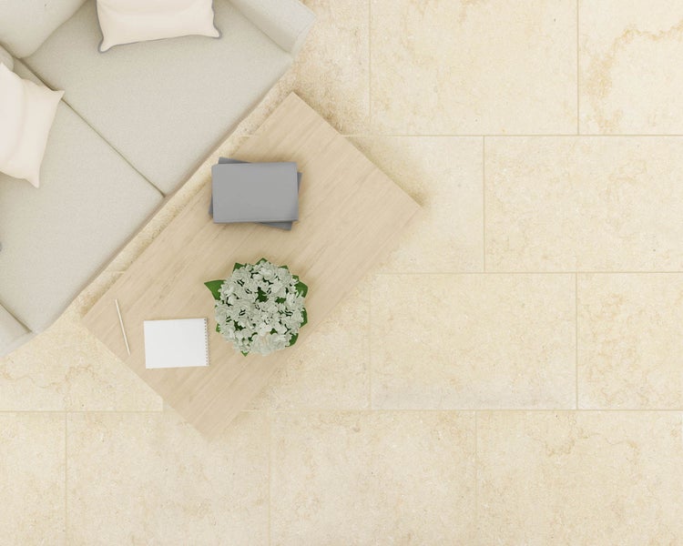 Wohnrausch Kalkstein Fliesen CLEOPATRA GOLD 61 x 40,6 x 1,2 cm, getrommelt, beige, gelb