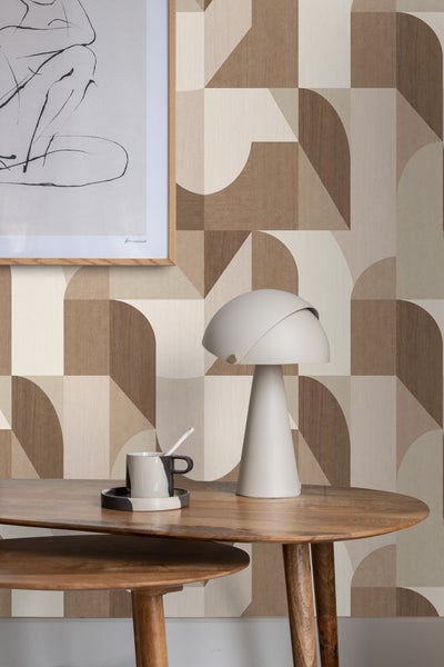 Origin Wallcoverings Tapete Kreise im Bauhaus-Stil Braun und Beige - 50 x 900 cm - 348028