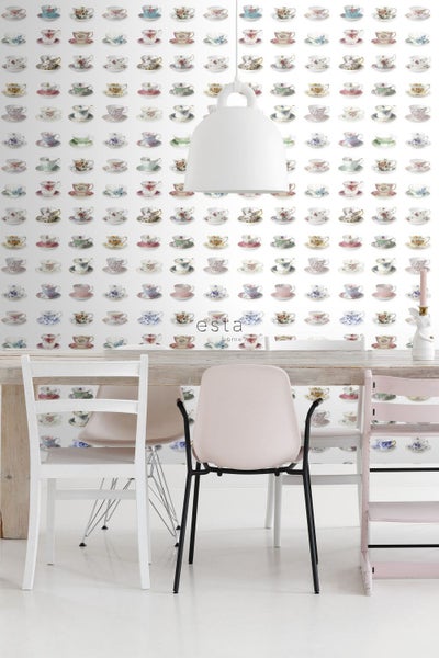 ESTAhome XXL-Vliestapete Tassen und Untertassen Mehrfarbig - 50 x 900 cm - 158111