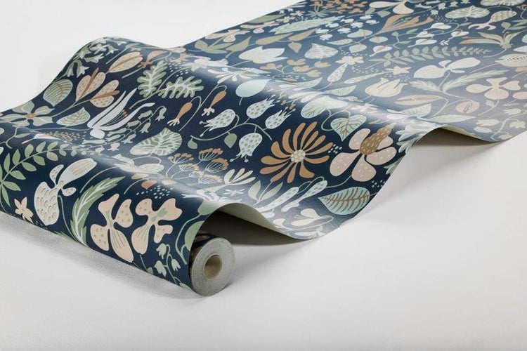 Borastapeter Tapete Blumen Graublau - 53 cm x 10.05 m - 660748