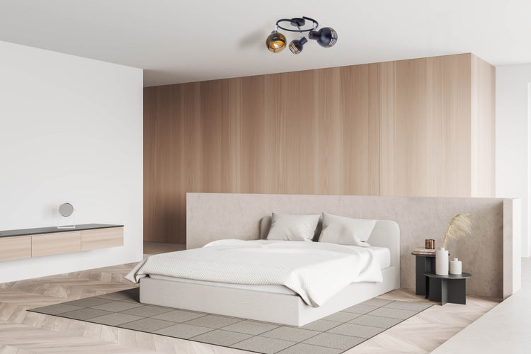 3er Wand- und Deckenrondell Spot CASCO aus Metall in Schwarz, und Gold, mit E27-Fassung,  Øca. 48 cm. Stilvolle Beleuchtung für Wohnzimmer, Esszimmer oder Küche.