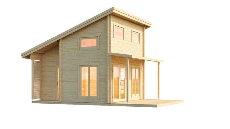 FinnTherm Saunahaus Krista Gartensauna Sauna mit 70 mm Wandstärke inklusive Terrasse Außensauna