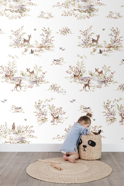 ESTAhome Fototapete Hirsche Grün und Braun - 200 x 279 cm - 159055