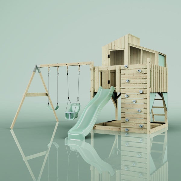 PolarPlay Spielturm Bosse aus Holz in Grün,