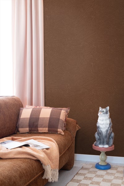 ESTAhome Tapete 3d Wellenförmige Linien Terrakotta - 50 x 900 cm - 131368