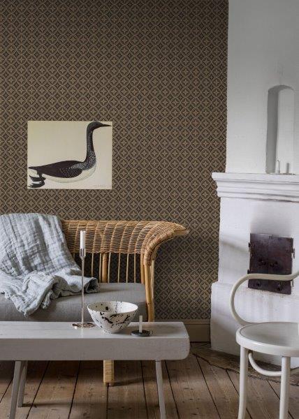 Borastapeter Tapete Fliesenmuster Dunkelbraun und Beige - 53 cm x 10.05 m - 660067