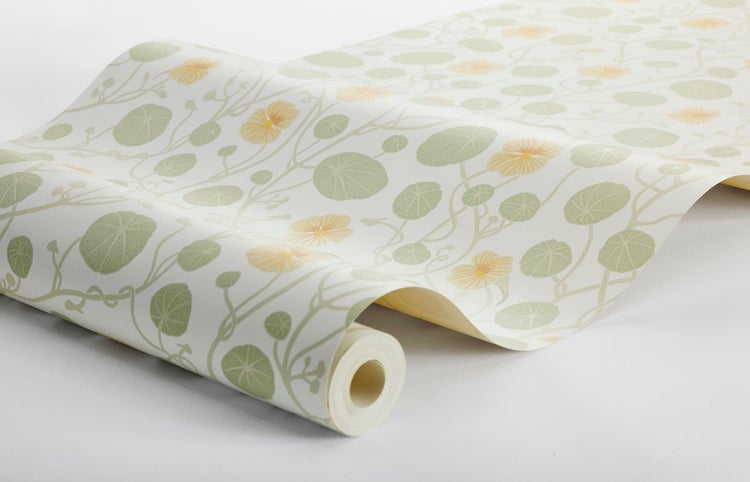 Borastapeter Tapete Lilie Blume Grün und Gelb - 53 cm x 10.05 m - 662655