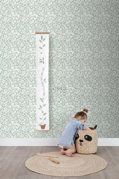 ESTAhome Tapete Blumenmuster Graugrün - 53 cm x 10.05 m - 139329